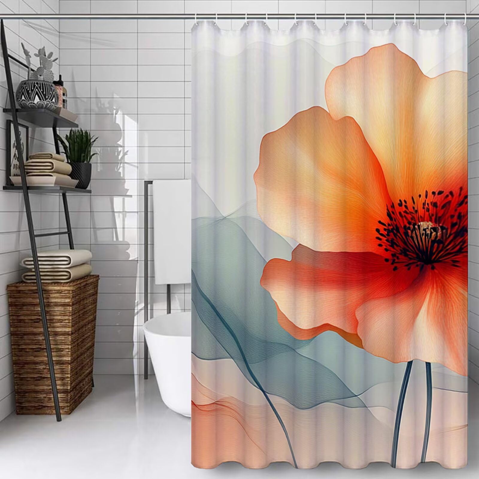 Rideau douche imperméable et lavable en machine pour cabine de bain