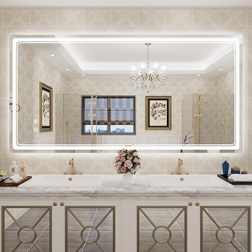 WallBeyond LED Bathroom Mirror with Lights, 28 x 55 Inch Led Bathroom Vanity Mirror for Wall with Front and Backlit, Anti Fog Mirror for Bathroom, 3 Colors and Dimmable Light, Horizontal/Vertical