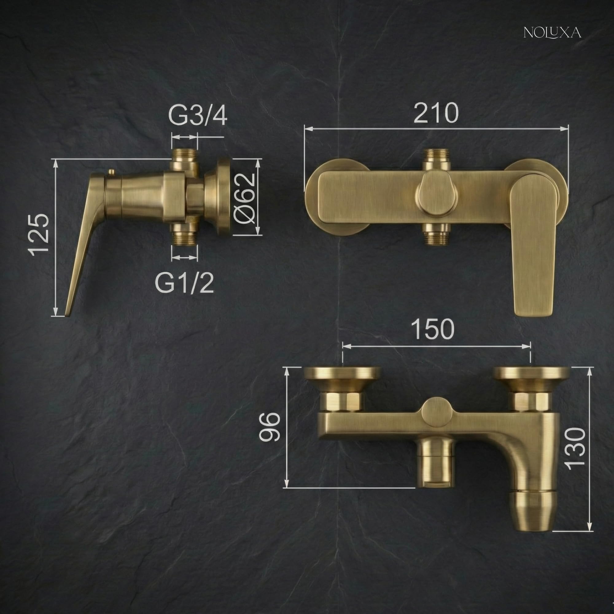 IMEX - Columna Ducha Oro Cepillado con Grifo | Conjunto de Ducha Monomando con Alcachofa y Rociador Antical | Griferia en Latón y Acero Inox S.304 con Barra Extensible | Serie Delos
