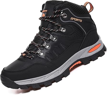 Hiking Boots Mens Womens Waterproof Walking Shoes Trainers Outdoor Lightweight Camping Climbing Shoes Sneaker Black 10UK