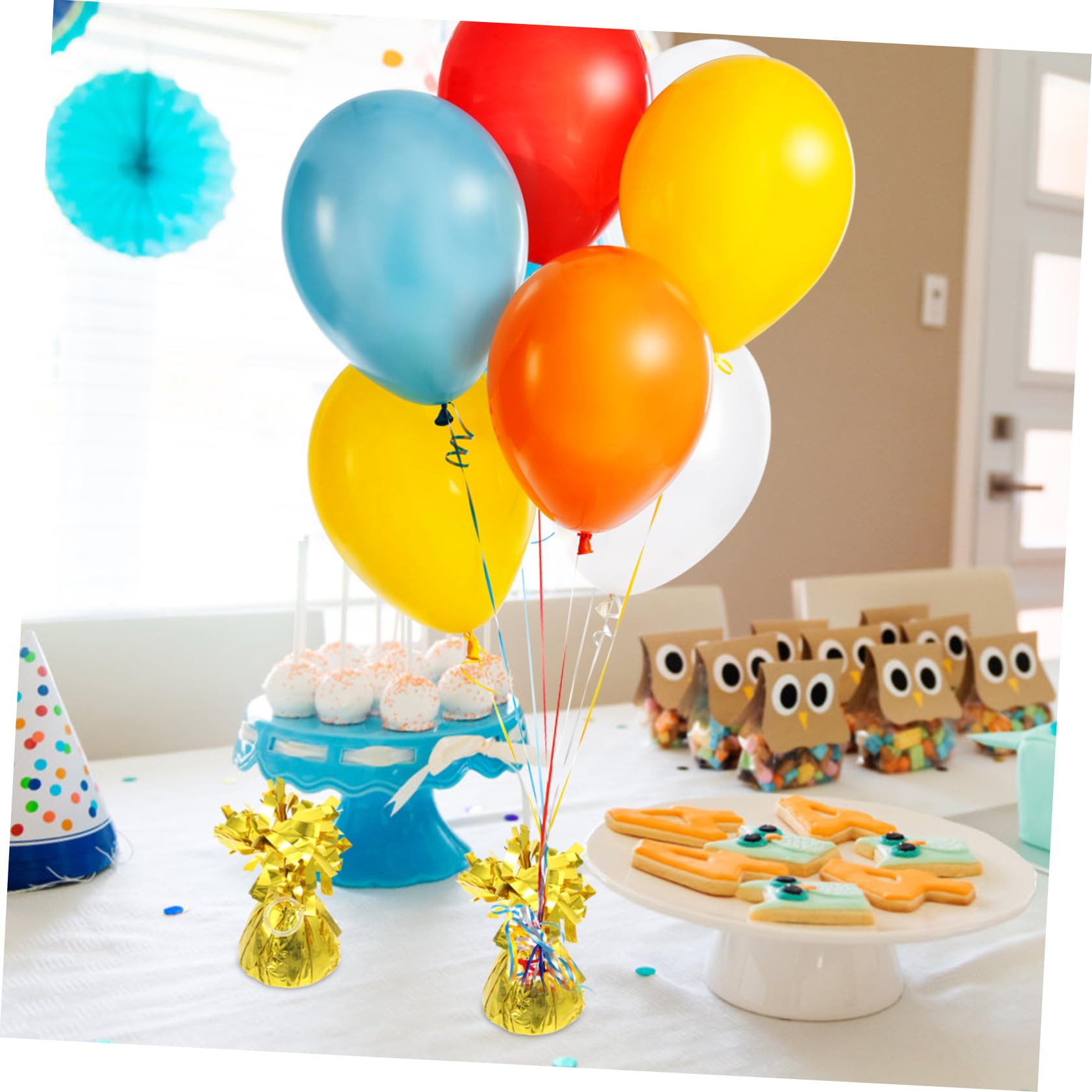 Pesi per Palloncini in Blocco Oro 5 Pezzi in Alluminio | Calcestruzzo, per Party e Tavolo da Pranzo, Riutilizzabili, Adatti a Lattice e Helium