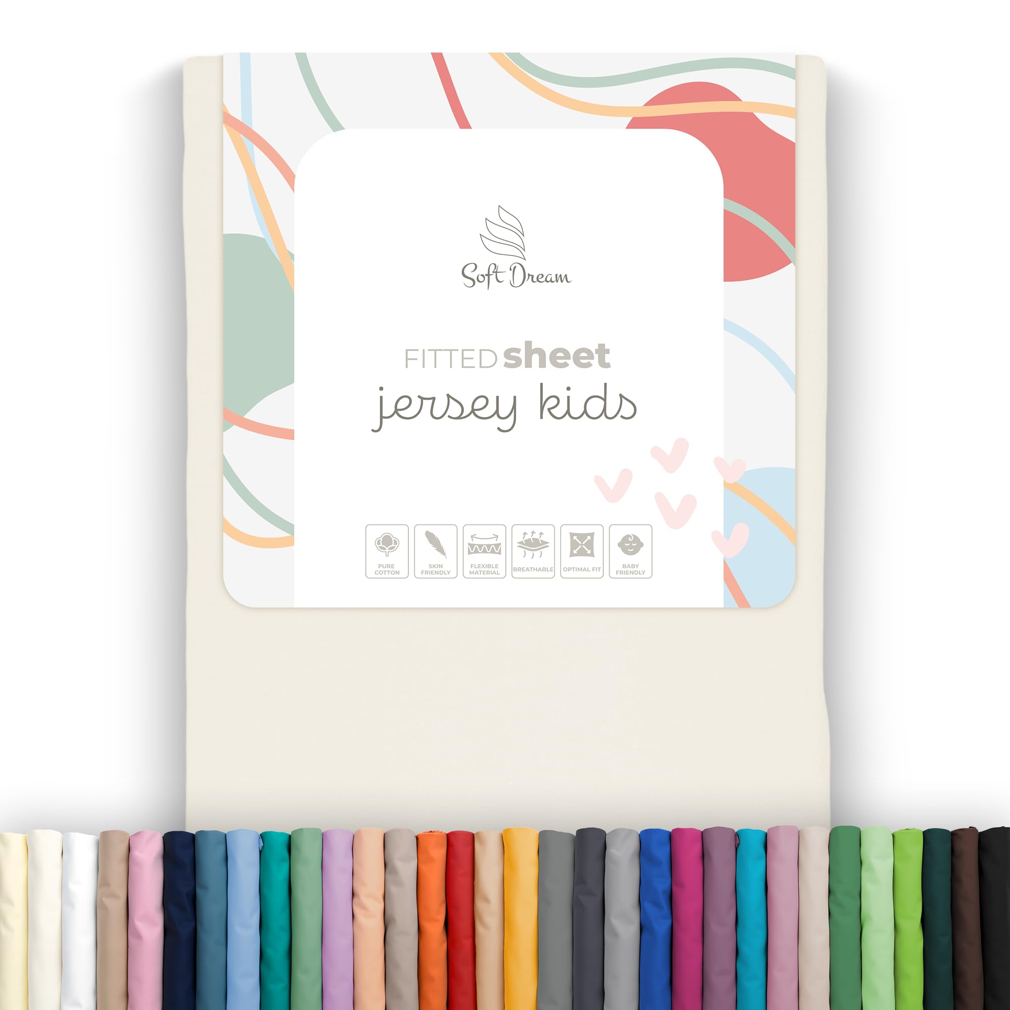 Soft Dream Cream Fitted Sheet 100% Cotton Jersey - 80/200 - 80 X 200 Cm 80 X 160 Cm