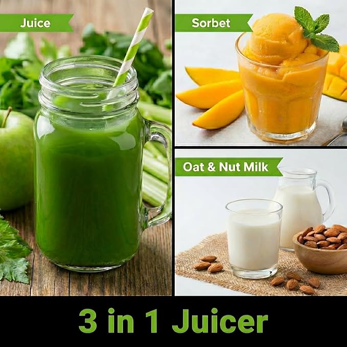 Extractor Jugos Prensado Frío Boca Ancha 3 en 1 350W 120V miniatura 3