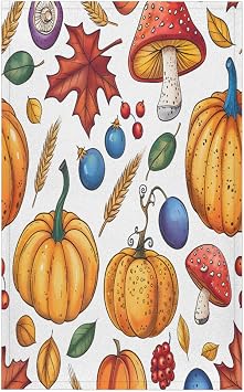 Fall Pumpkin Kitchen Towels 2 Pack Vintage Mushroom with Maple Leaf Super Absorbent Dish Towels Kitchen Tea Towel Hand Towels Home Decoration, 18 x 26 Inch