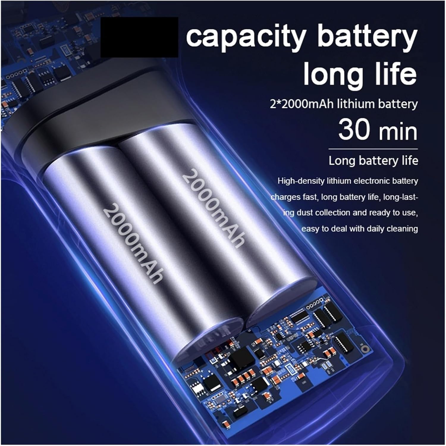 Portable Handheld Car Vacuum Cleaner - 9500PA/15000PA Strong Suction for Efficient Cleaning at Home and in Your Vehicle(2000mAh*3)