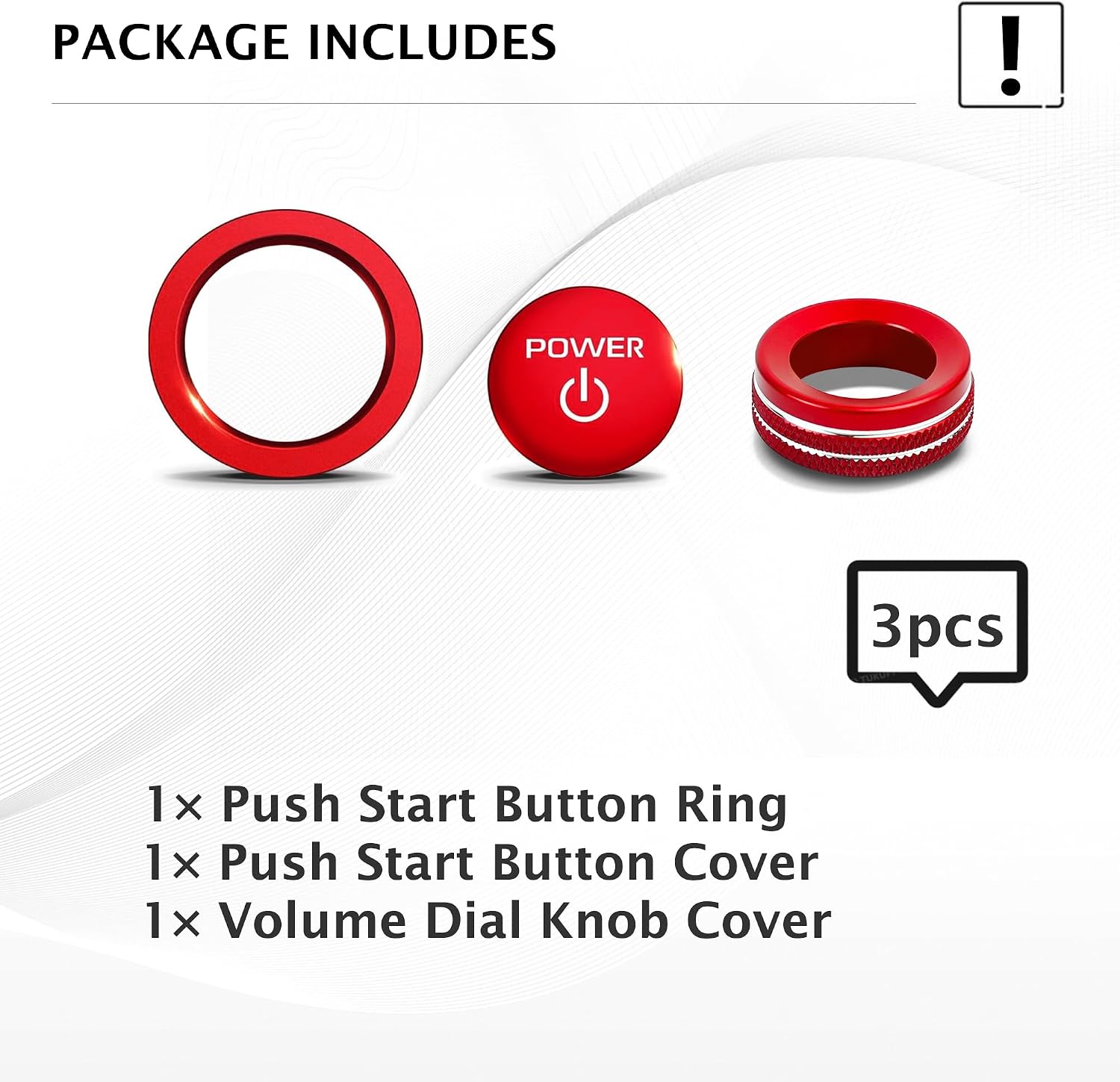 for Toyota Prius 2023-2026 Accessories, 3-Pieces Aluminum Alloy Knob Covers Trim Kit - Fits Push Start Button & Volume, Interior Upgrade, Knob Protection & Easy Operation - DvlynAuroa (Red)
