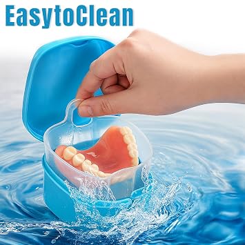 Zubebe 30 Pcs Denture Case with Strainer Basket Retainer Storage Box