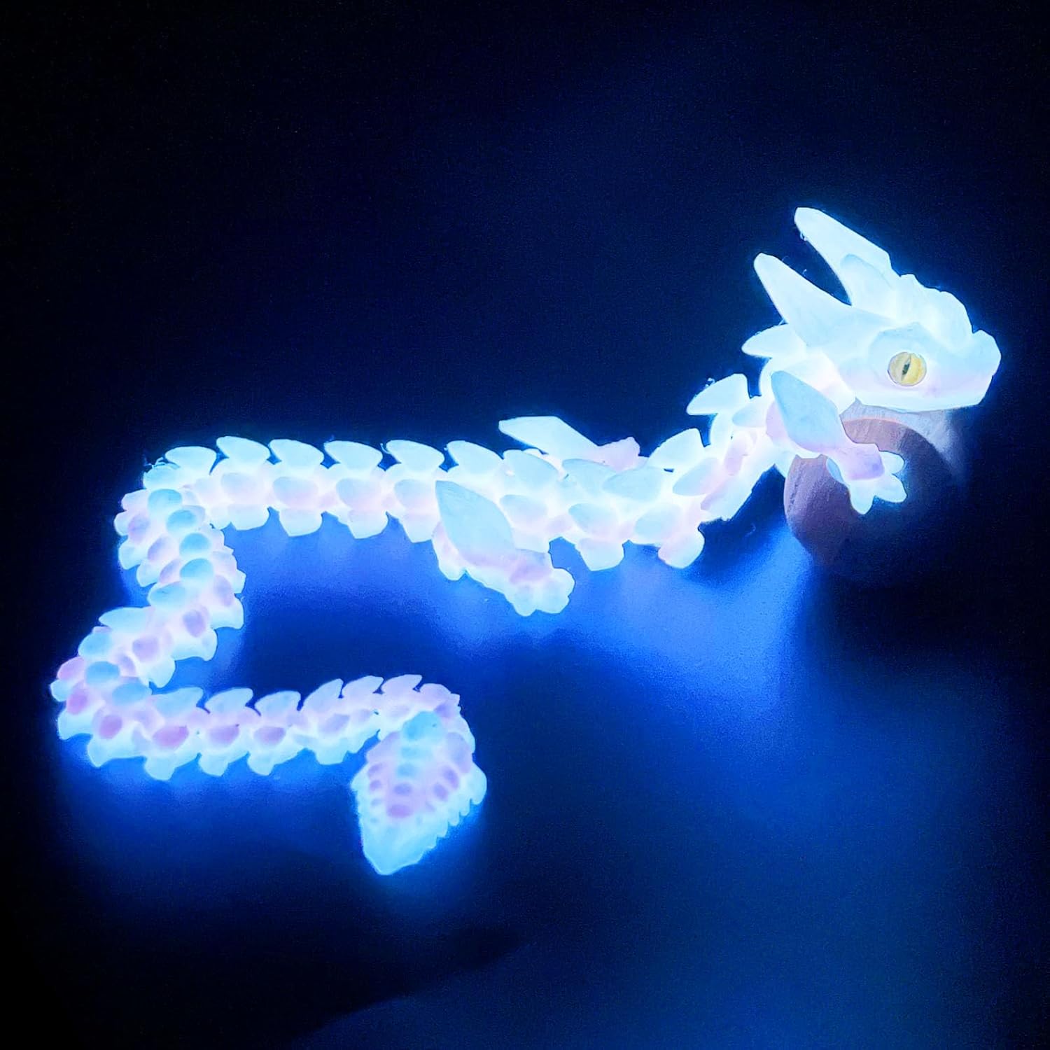 UXBSTM 12in Flexible 3D Printed Dragon with Eyes, Articulated Fidget 3D Printed Animals, Stress Relief 3D Printed Toy for Anxiety & ADHD, Unique Home Office Décor,Easter Basket Essentials