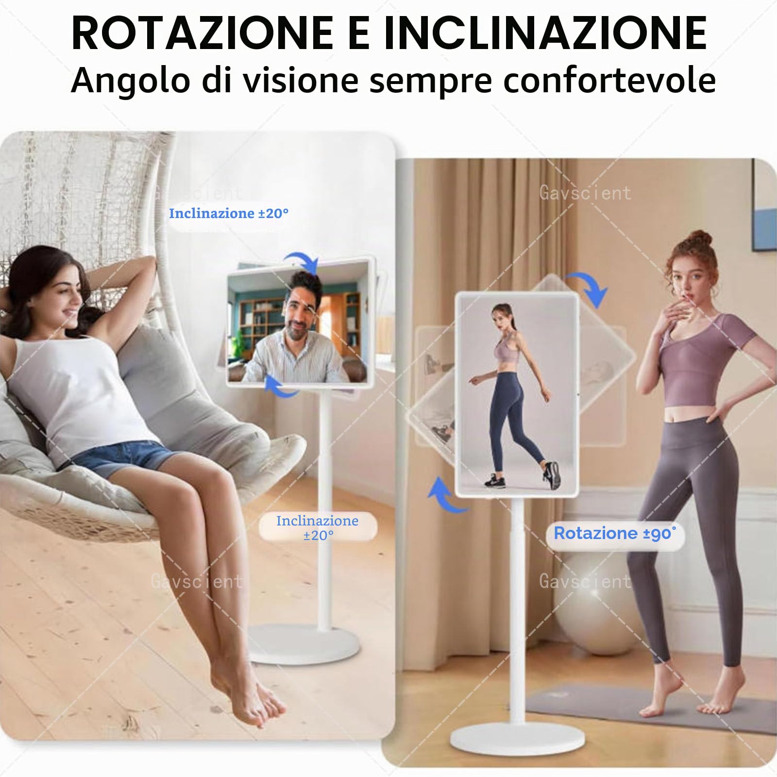 TV Intelligente Portatile FHD 2ª Generazione, Android 12, TV-Tablet Rotolante su Ruote, Batteria 6000mAh Integrata, Rotazione Completa – per Cinema Casa & Presentazioni Ufficio 21.5-8/128G