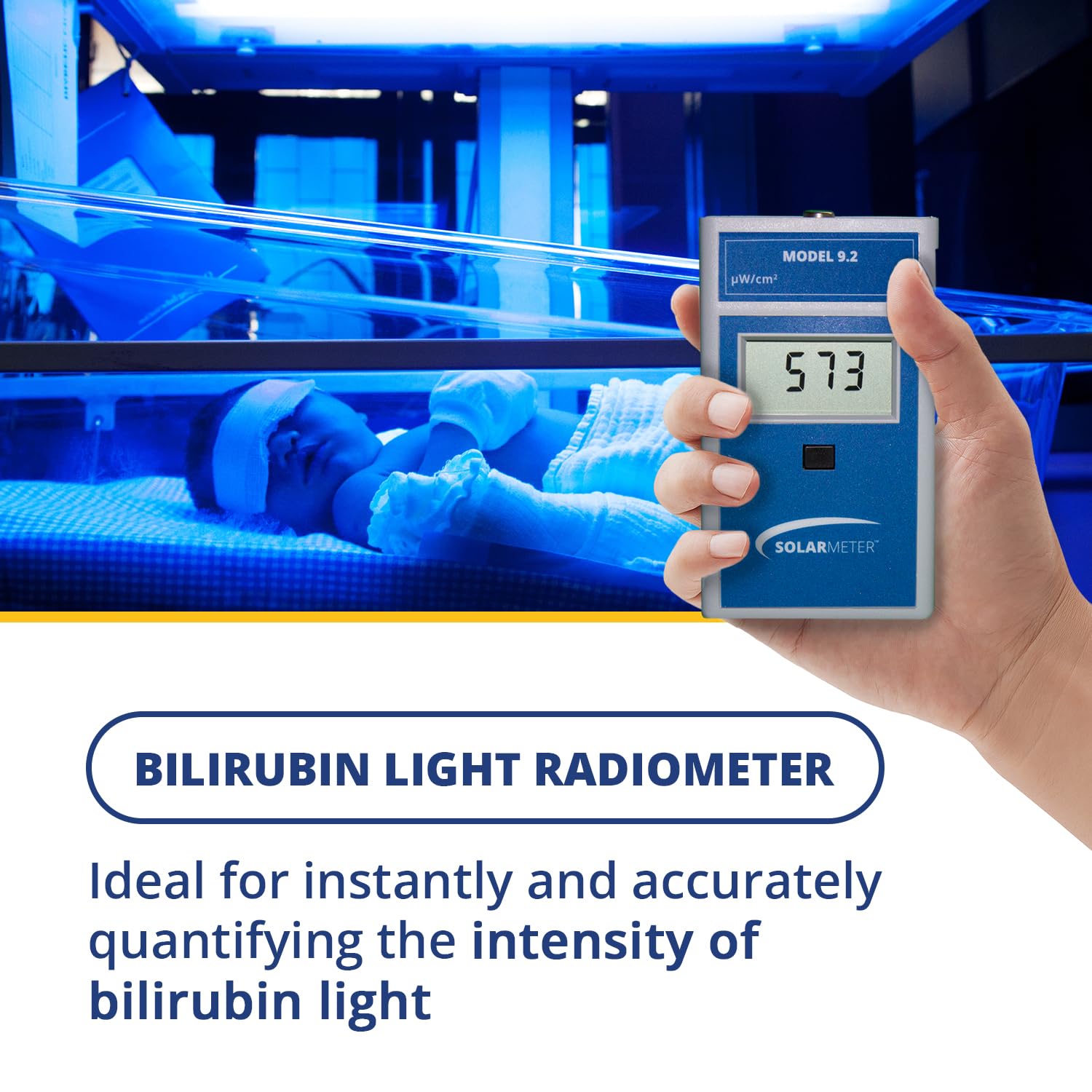 Model 9.2 Bilirubin Light Radiometer Monitor Blue Light & LED Light Effective Baby Jaundice Light Meter Good for Aquarium Lamp Aging & More Measures 422-499 nm from 0-1999 Wcm2 product thumbnail 3