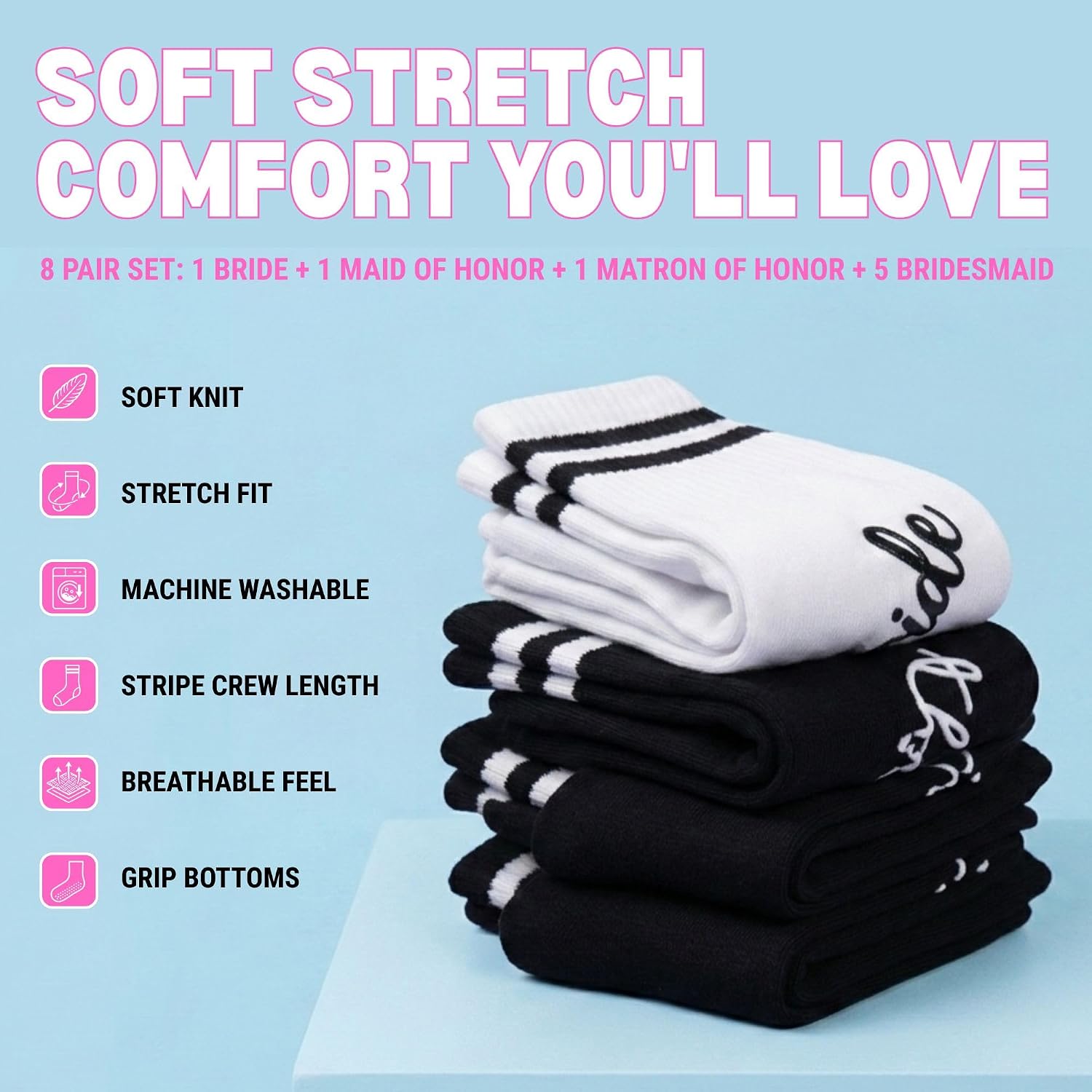 Funky Junque Bride Crew Socks, Bachelorette Wedding Party Gift image 3