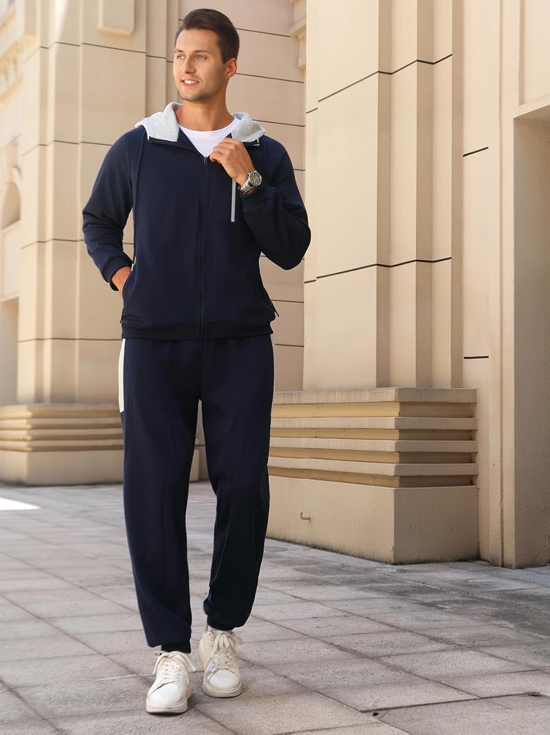 Sweatsuits for Men 2 Piece with Zipper Pockets Full Zip Hoodie Tracksuit Sets Jogging Sports Casual Sweat Suits - Image 5