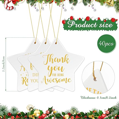 Miniatura 3 de 40 piezas de regalos de agradecimiento, adornos de cerámica de Navidad, regalos inspiradores, placa colgante en forma de estrella, recuerdo para