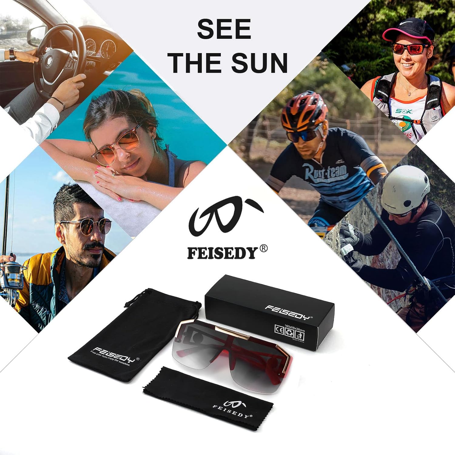 FEISEDY Square Oversized Sunglasses for Men Women, Flat Top Shield One Piece Lens Sun Glasses Shades B2765 - Image 7