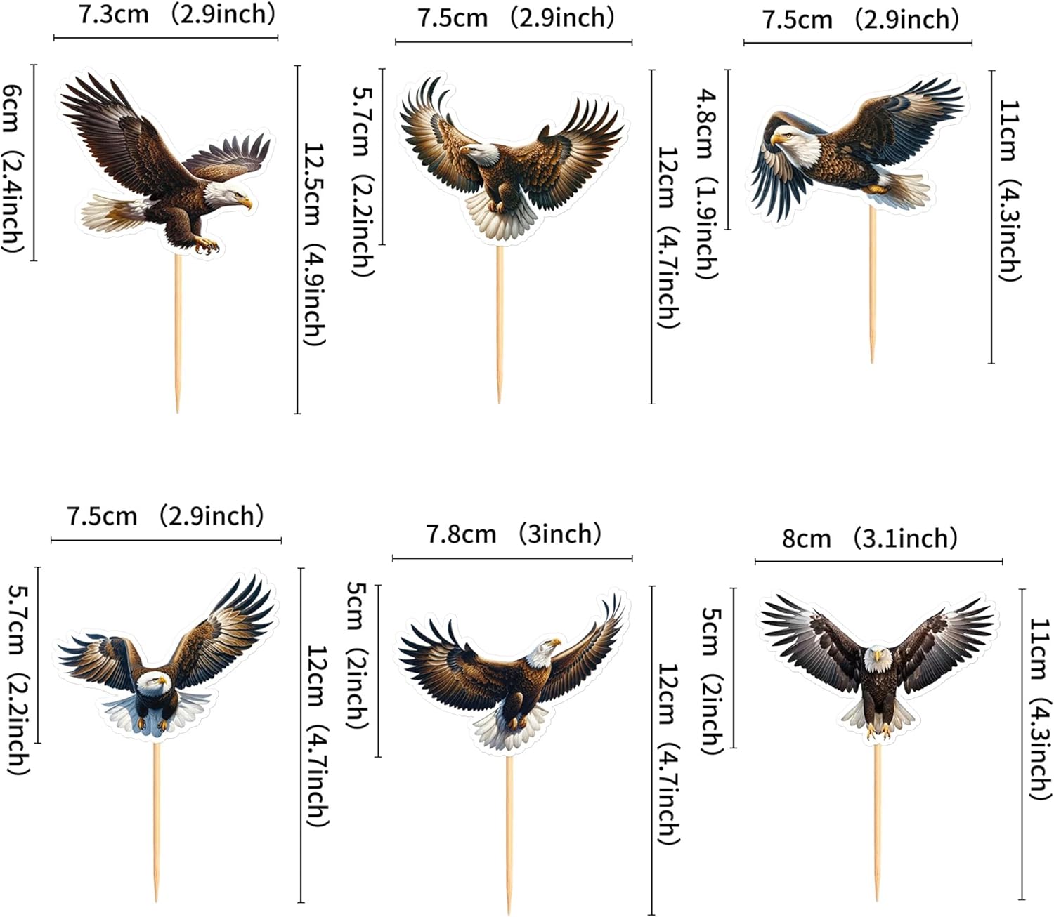 Ercadio 24 Pack Eagle Cupcake Toppers Eagle Cupcake Picks Animal Cupcake Picks Eagle Birthday Cupcake Decorations for Baby Shower Birthday Animal Theme Party Cake Decor Supplies Black