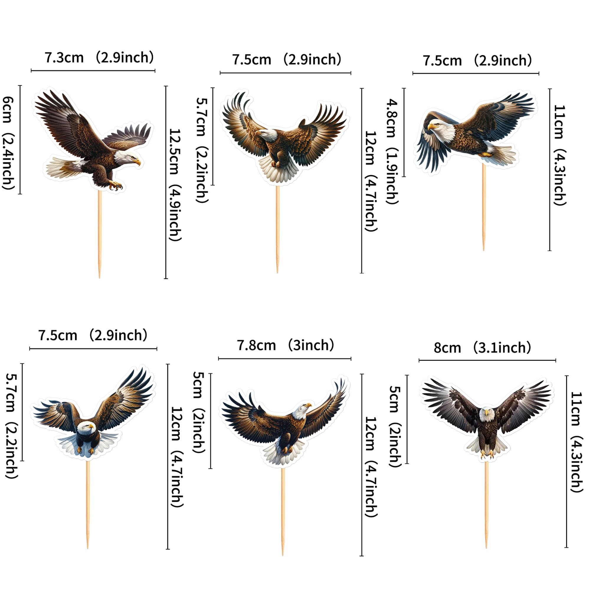 Ercadio 24 Pack Eagle Cupcake Toppers Eagle Cupcake Picks Animal Cupcake Picks Eagle Birthday Cupcake Decorations for Baby Shower Birthday Animal Theme Party Cake Decor Supplies
