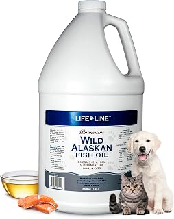Life Line Pet Nutrition Wild Alaskan Fish Oil for Dogs and Cats 66oz – Omega 3 Fish Oil Supplement for Skin & Coat – Supports Brain, Eye & Heart Health in Dogs & Cats