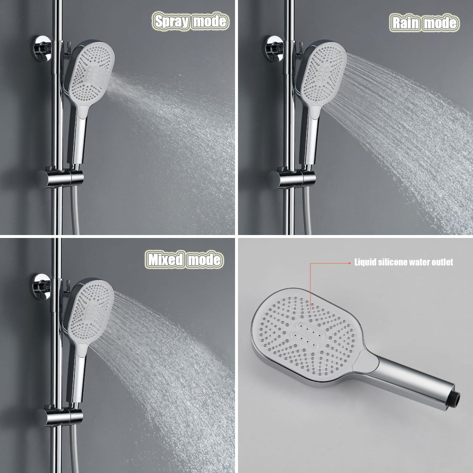 Sistema de ducha termostático, juego de cabezal de ducha moderno y lujoso de 360 x 250 mm, llave de piano, pantalla digital, grifo de baño de cascada, juegos completos y de mano, válvula de cobre
