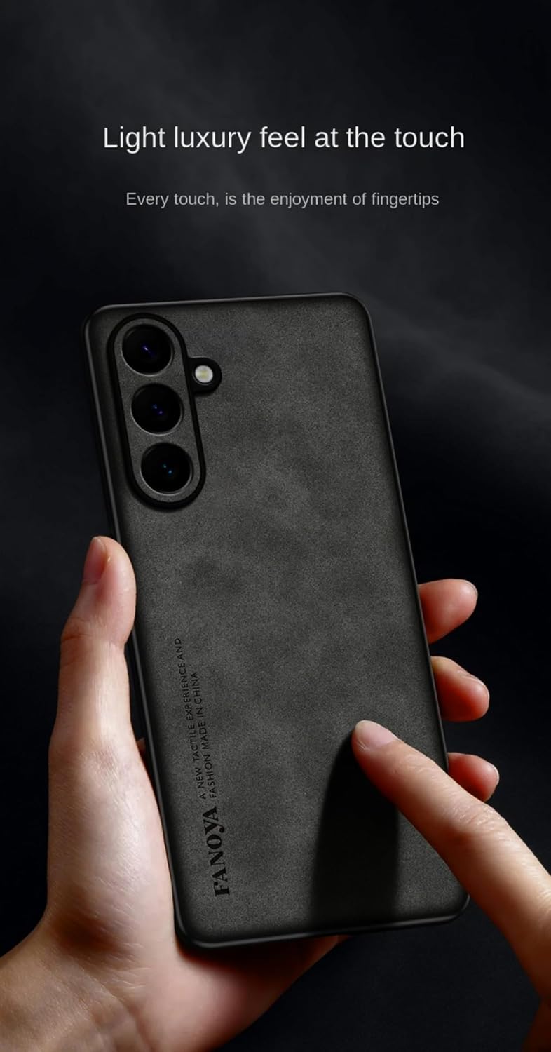 Capinha Protetora Couro Luxo Estilo Camurça Para Samsung Galaxy S25 Normal – Capa Anti Impacto Elegante, Acabamento Premium, Encaixe Perfeito, Proteção Completa