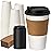 RACETOP 16 oz 50 Pack Disposable Paper Coffee Cups with Lids and Sleeves, White Disposable Paper Cups, To Go Hot Cups for Coffee Hot Liquid, Ideal for Cafes, Bistros