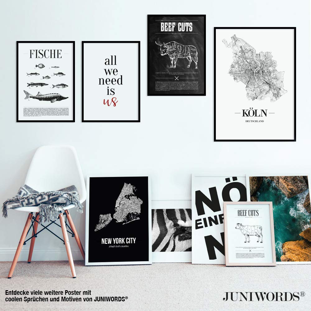 JUNIWORDS Poster mit/ohne Holzrahmen - Wähle ein Motiv - Wenn du heute aufgibst, wirst du nie wissen, ob du es morgen geschafft hättest - Wähle eine Größe - 40 x 60 cm (L) mit Rahmen in Natur