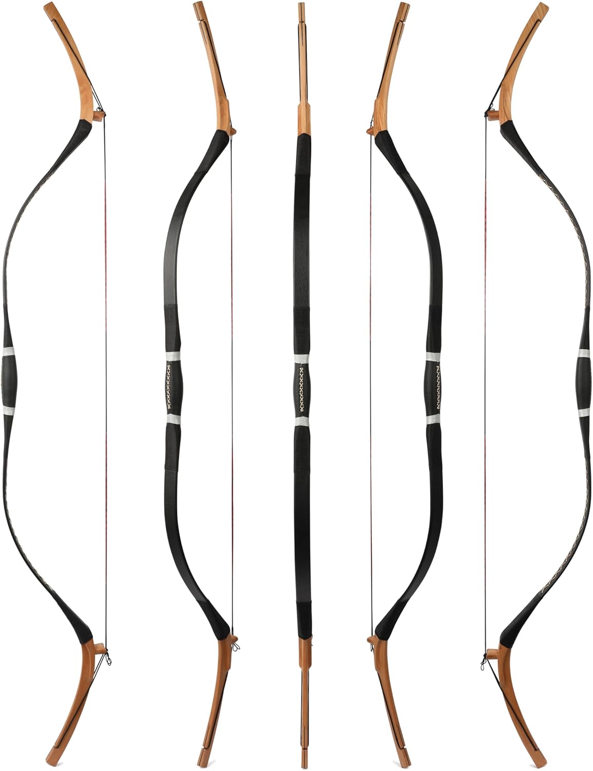 64" Traditional Longbow 20-45Lbs Horsebow Hunting Recurve Bow One Piece Archery Bow Right/Left Handed for Adults/Youth