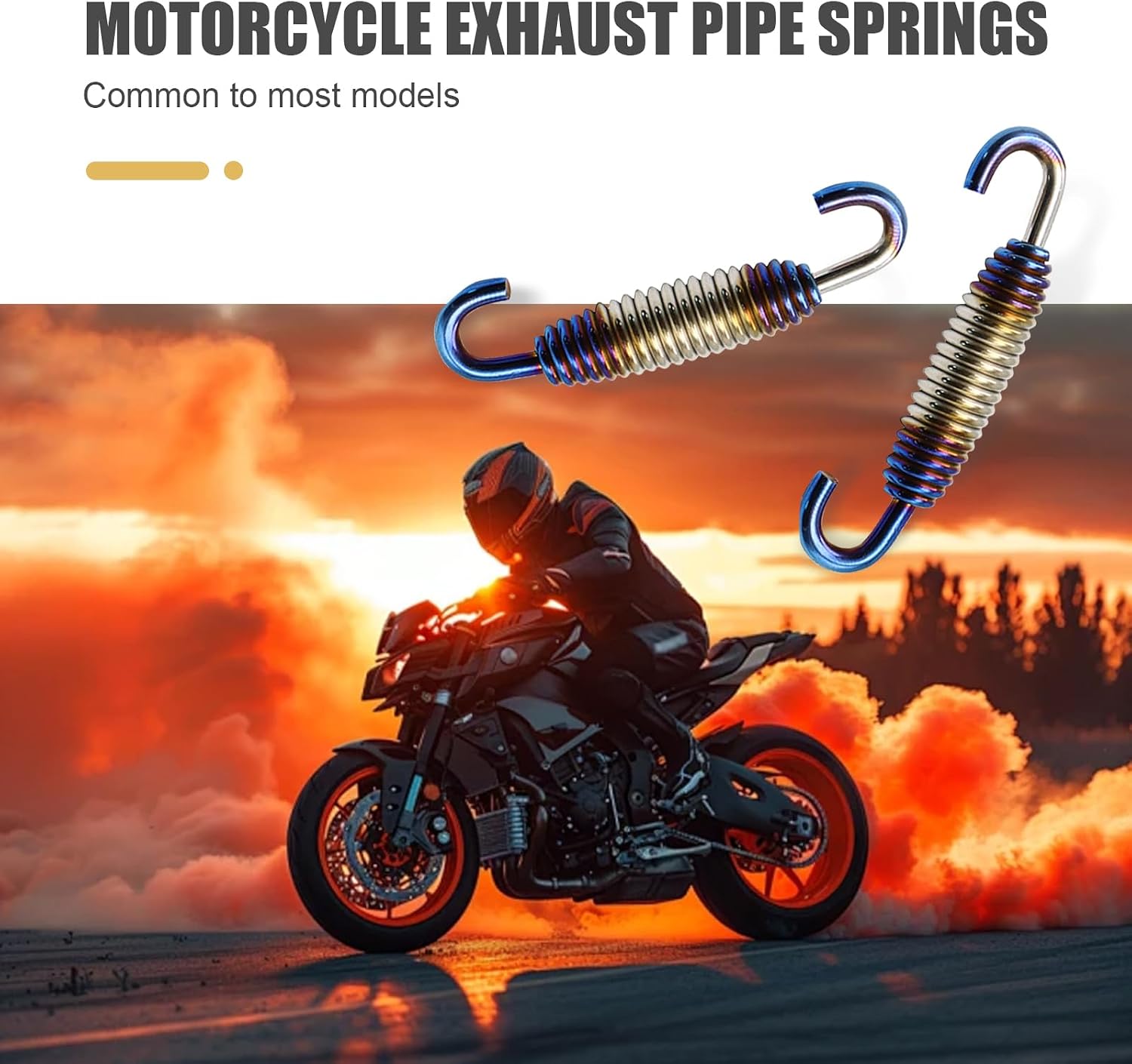 2 PCS Motorcycle Exhaust Muffler Spring, 40 mm-60 mm Extended Range Stainless Steel Exhaust Reinforced Spring Hook, Retrofit Parts, for Riding Motorcycles, Scooters, ATVs (Half Blue)