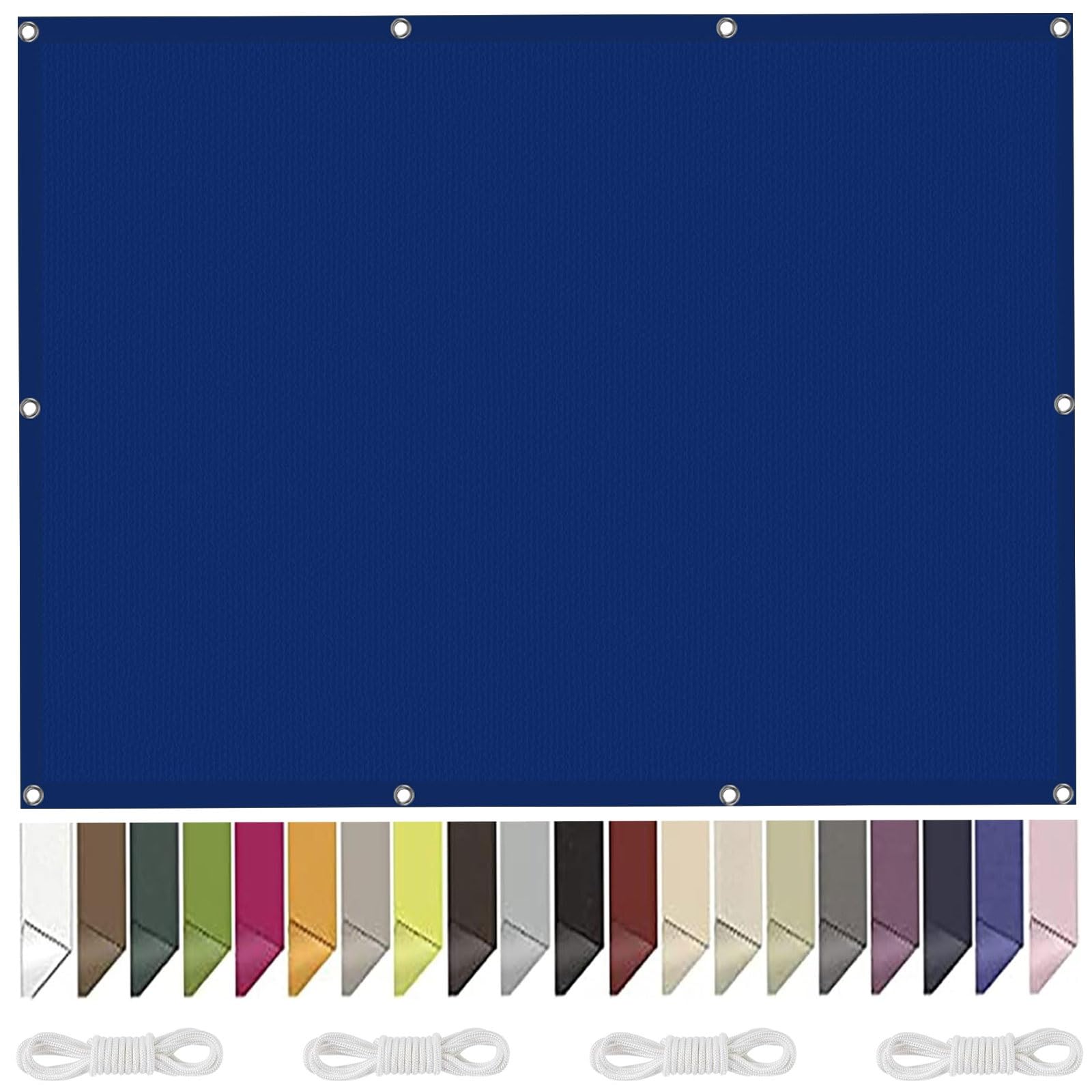 Voile d'ombrage rectangulaire 3.5x3.5m bleu foncé avec oeillets et cordons de fixation