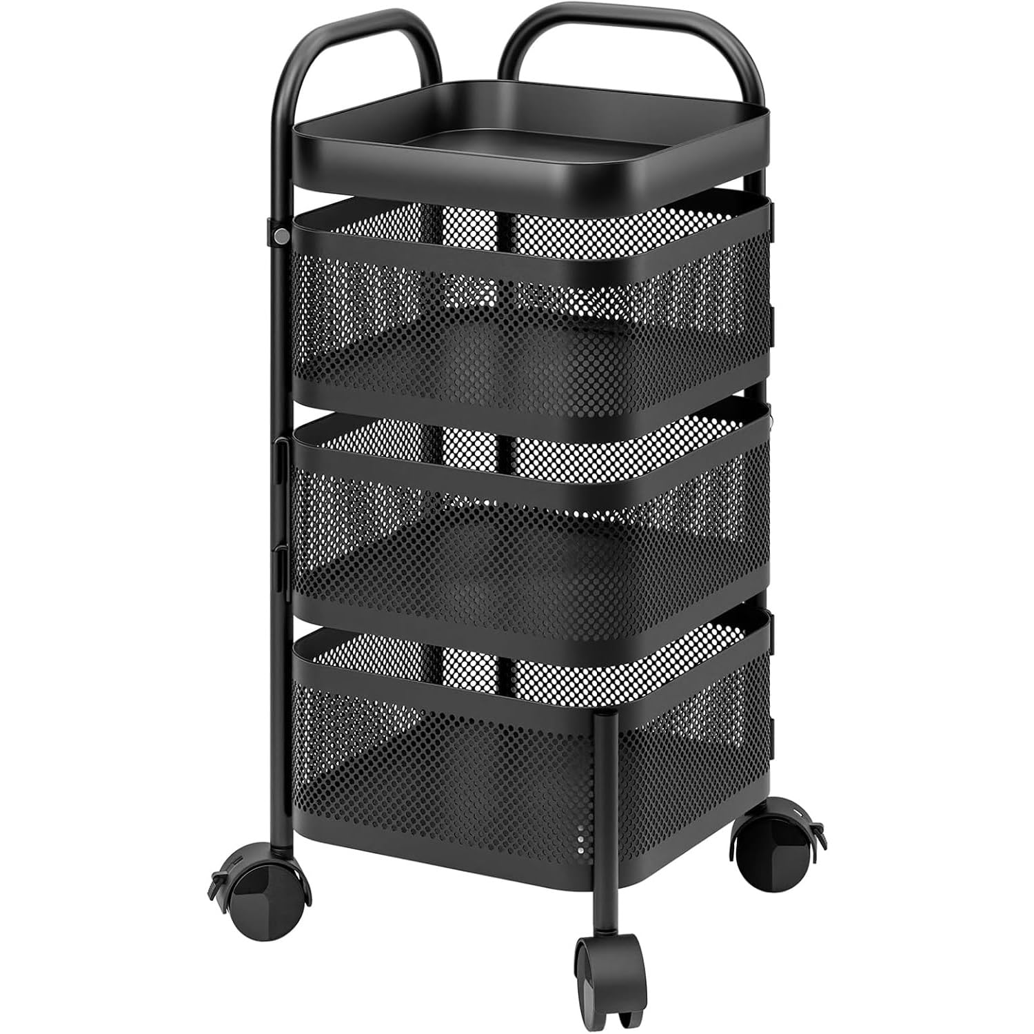 Estantería de cocina con ruedas y 3 niveles para organizar frutas y verduras en espacios reducidos