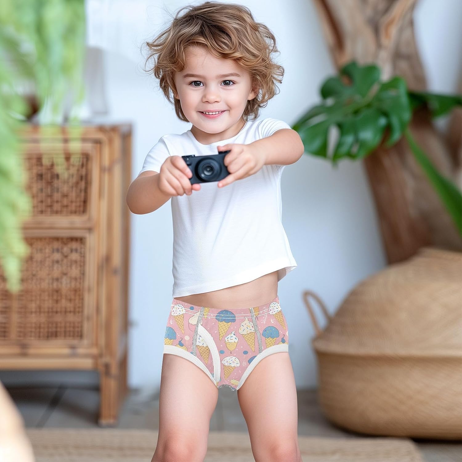 visesunny Boys Cotton Underwear Handdrawn Icecream Pattern Printed Toddler Soft Training Briefs Size 2T-8Y for Kids