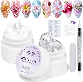 MIZHSE 3D Nail Art Gel Nails Modeling Gel Set for Gel Nails Clear White 10g | Nails sculpture gel, sculpting nail gel, non-stick hand, UV builder gel