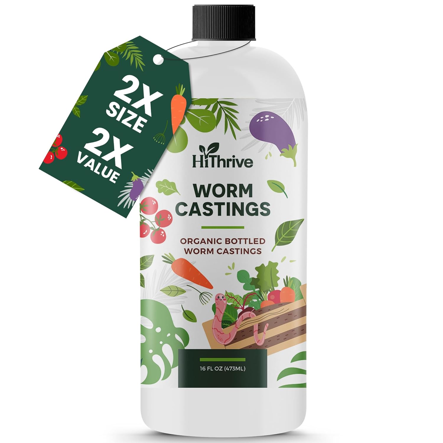 16 oz Worm Castings para Plantas - 32 Galones de Té de Compost