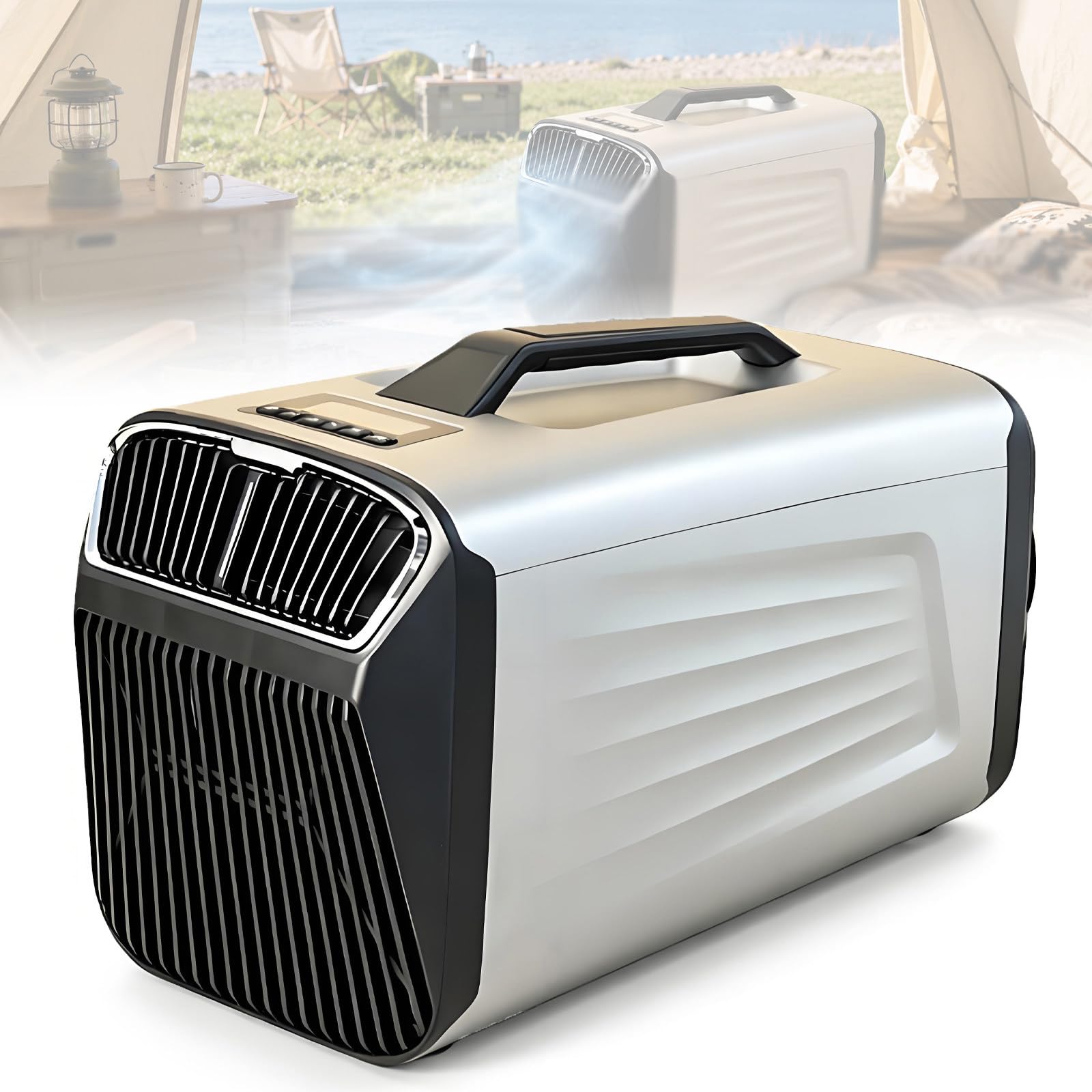 NYANS 5200 BTU Portable Tent Air Conditioner for Camping, for Outdoor Indoor Using, 400W Consumption Quiet Small AC Unit for RV, Truck, Garage 220V-Silver