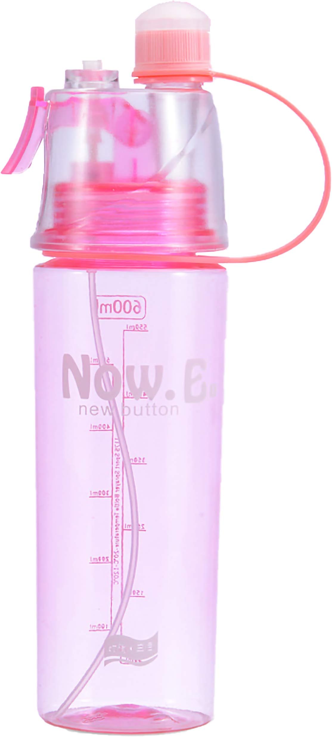 Spray Water Bottle Outdoor Sport Portable Space Cup Bual-function Cooling & Drinking BPA Free Eco-friendly Material PP Fashion Student Water Jar (600ml)