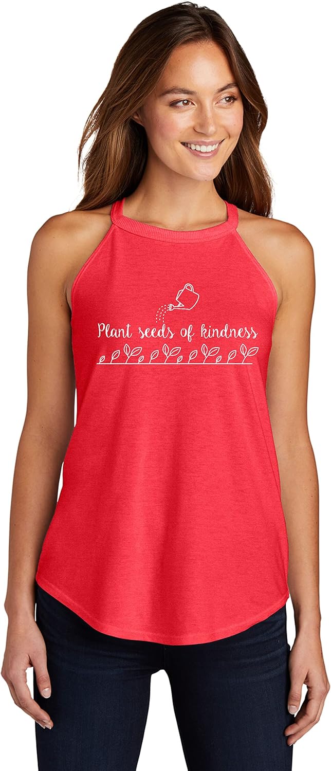 Plant Seeds of Kindness Shirt Inspirational Gardening Quote Graphic Top Triblend Tank Top Racerback Rocker