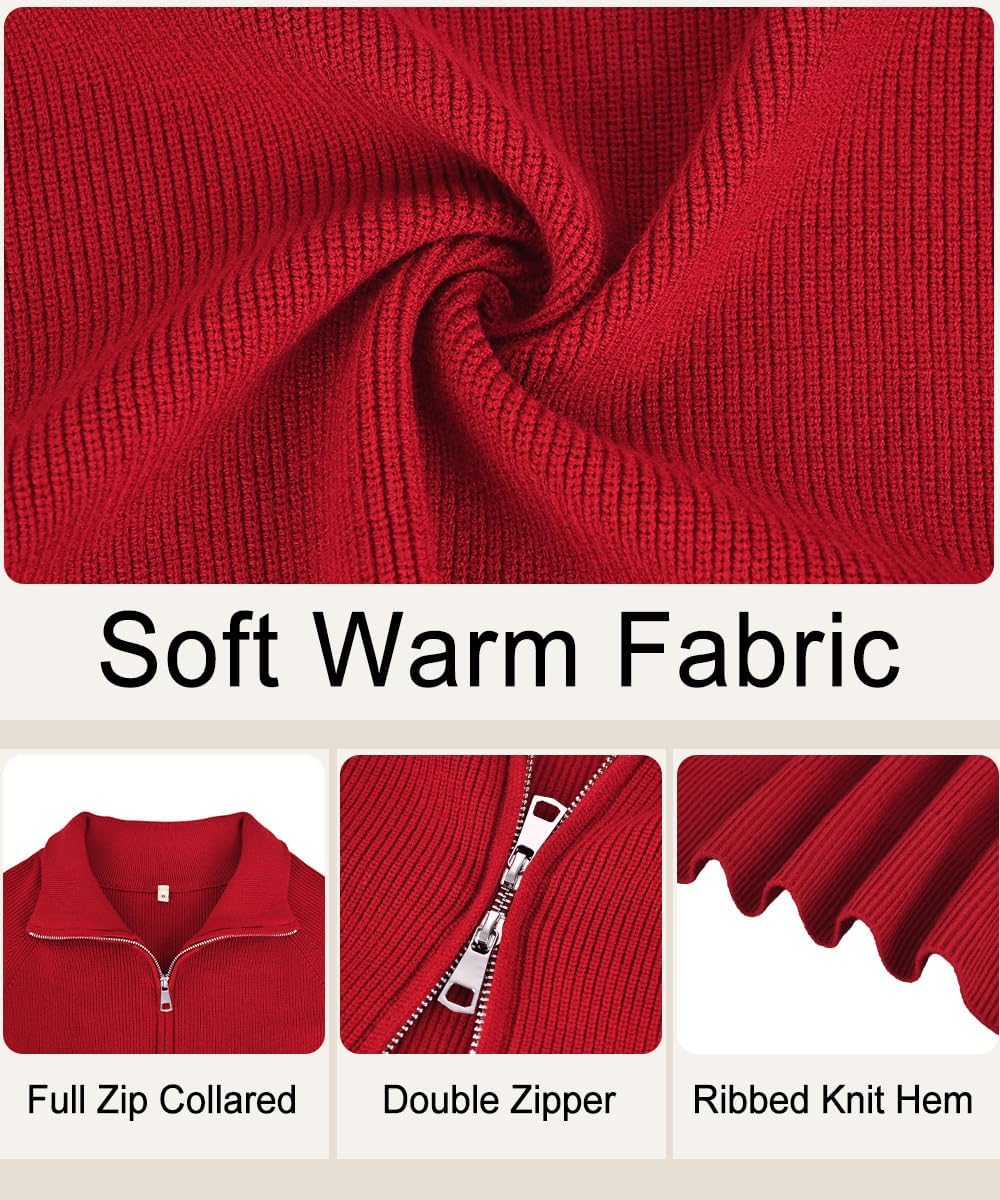 CARCOS Women's Plus Size Cardigan Zip Up Lightweight Long Sleeve Knit Sweaters Oversized Collared Casual Jacket XL-5XL - Image 6