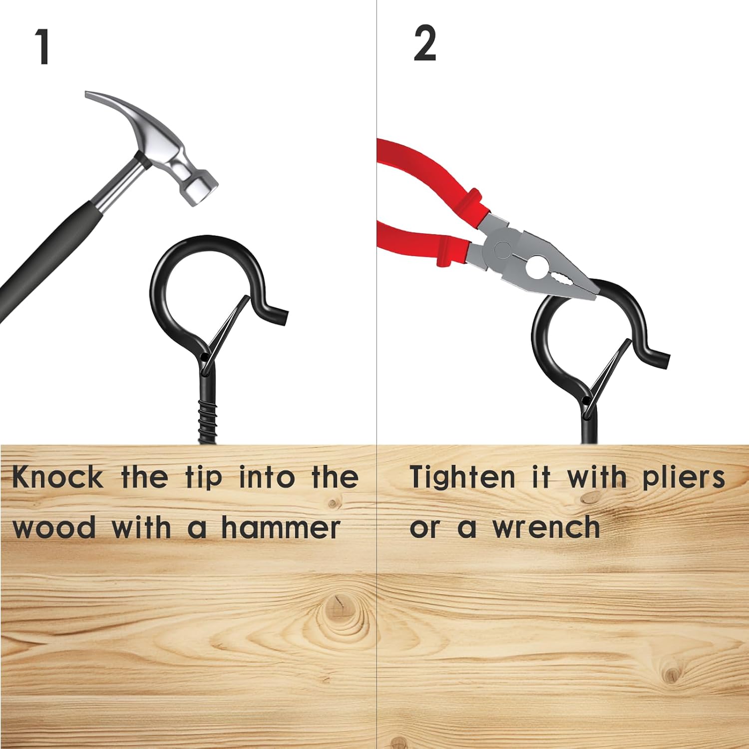 30 PCS Q-Hanger Hooks with Safety Buckle, Windproof Screw Hooks for Hanging Outdoor String Lights, Christmas Lights, Plants, and More