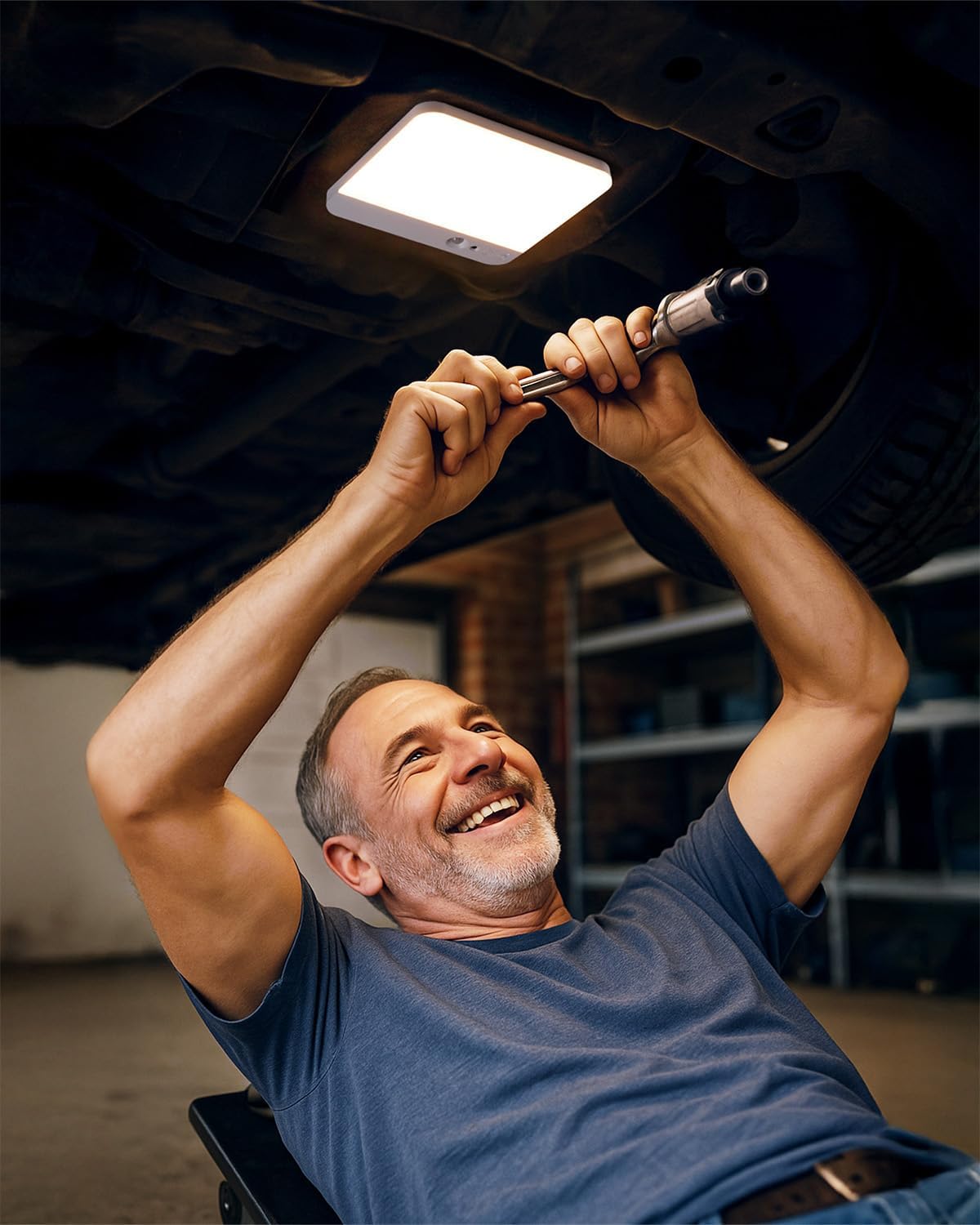 Combuh Battery Operated Ceiling Light, Rechargeable Motion Sensor Lighting with Remote, 3 Colors Waterproof Magnetic Cordless Lamp for Closet, Shower, Pantry, Garage, Hallway, 7.87Inch, Square