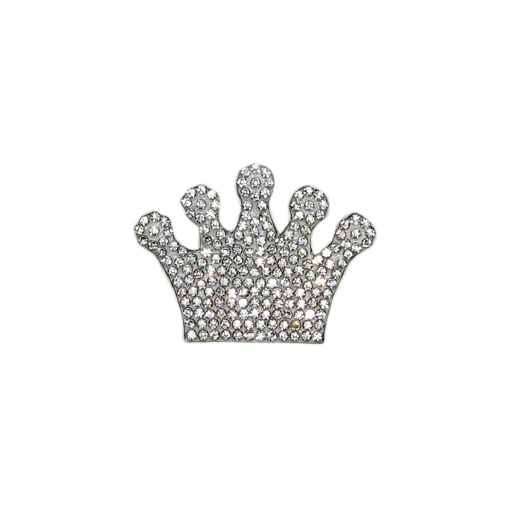 Toppa Termoadesiva Con Cristalli Strass A Forma Di Corona - 7x11 Cm - Per Abiti, Cuscini, Tute Baby