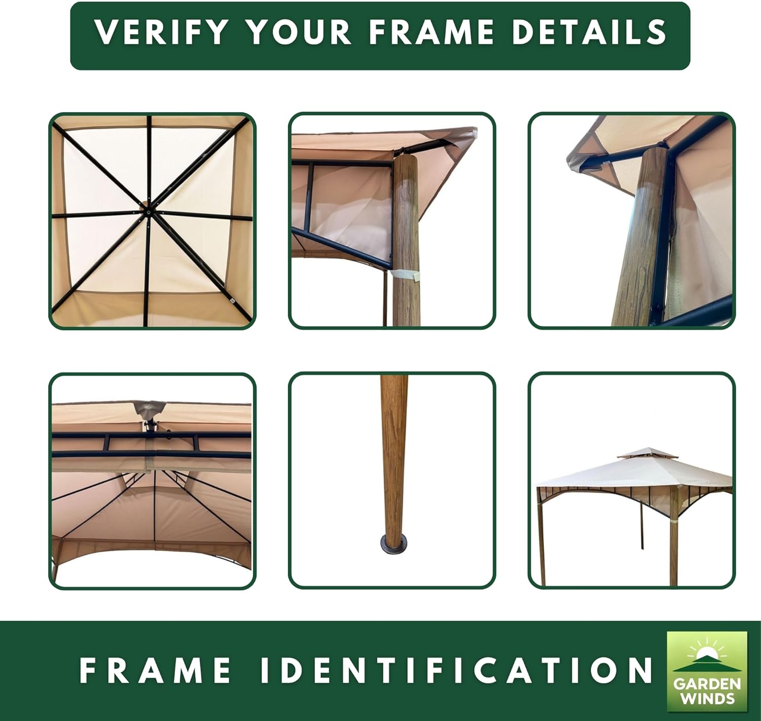 Garden Winds Reinforced Replacement Canopy Top Cover Compatible with The GAZ9702 Laurel Canyon 10' x 10' Gazebo - Classic Sand, Riplock 350