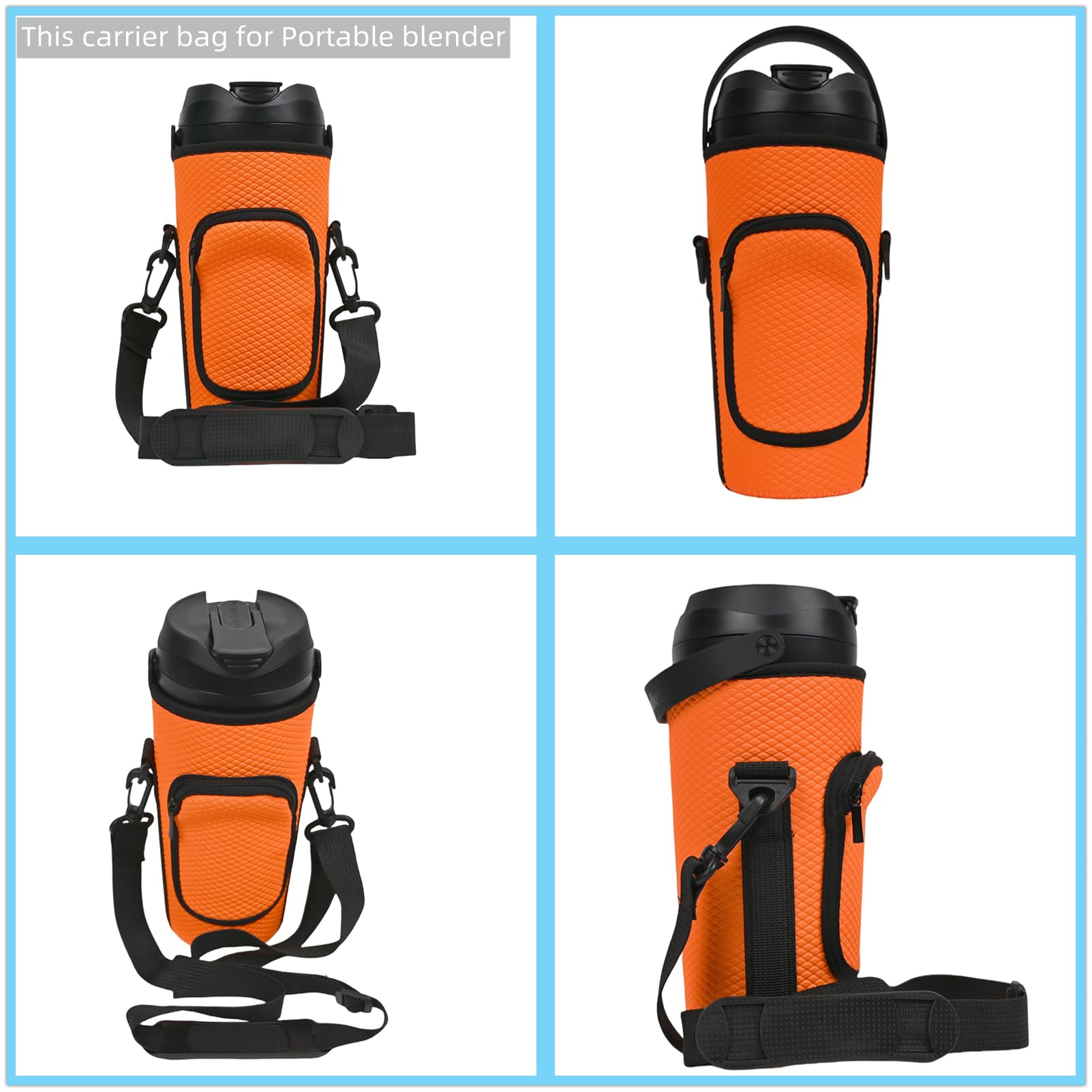 Paquete de 2 fundas protectoras para licuadora portátil con tapa, funda antideslizante, impermeable, compatible con licuadora portátil Nutribullet Flip NBPB50350AK/NBPB10350 (naranja)