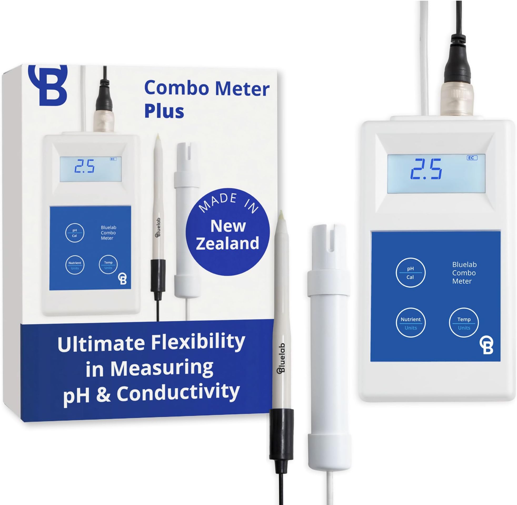 METCOMPLUS Combo Meter PLUS for pH, Temperature, and Conductivity, Easy Calibration, Works in Rockwool and Soil