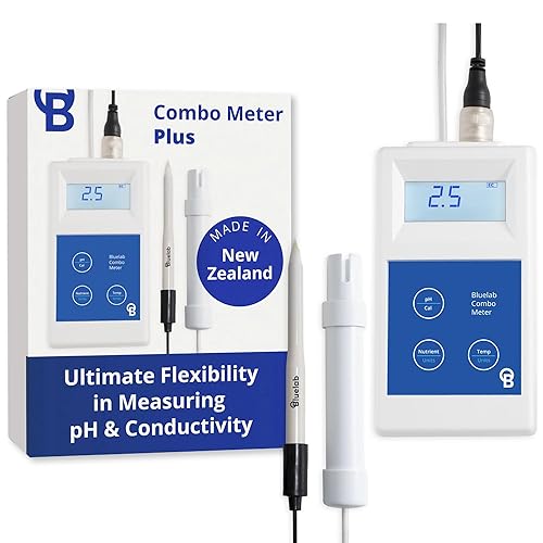 Bluelab METCOMPLUS - Medidor combinado Plus para pH, temperatura y conductividad en agua y suelo con fácil calibración, kit de prueba digital de