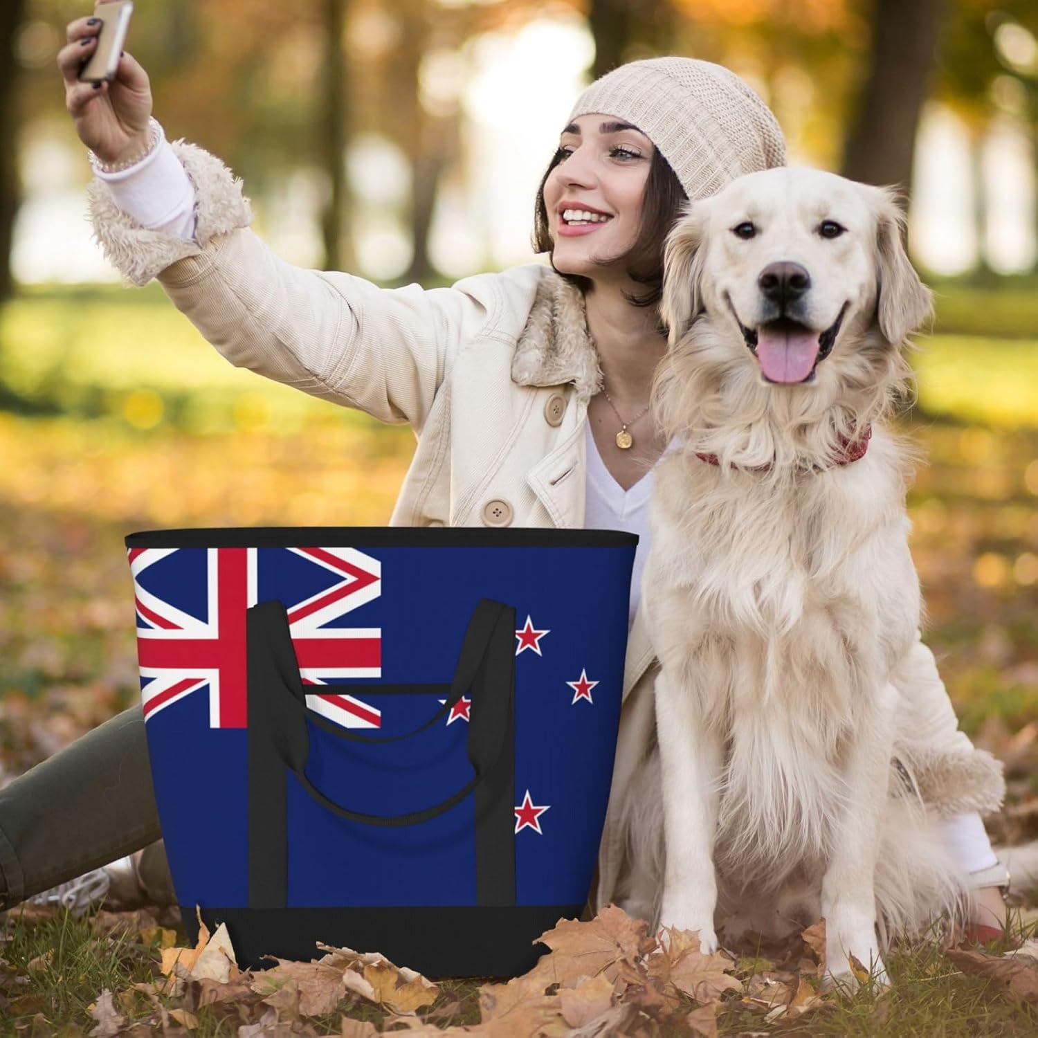 New Zealand Flag Print Large Cooler Bag Tote Bag,Reusable Grocery Bag,Lunch Box Bag, For Picnic Beach Camping