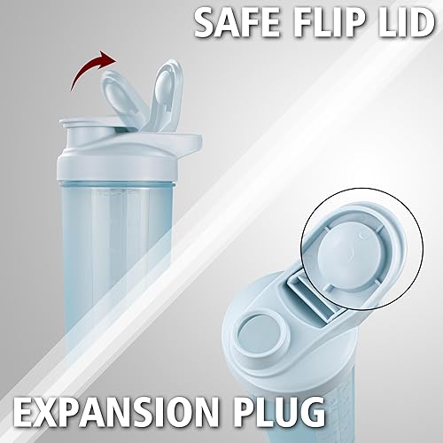 Miniatura 5 de Paquete de 6 botellas mezcladoras de proteínas para mezclas de proteínas, tazas agitadoras para batidos de proteínas, 3 piezas de 24 onzas y 3