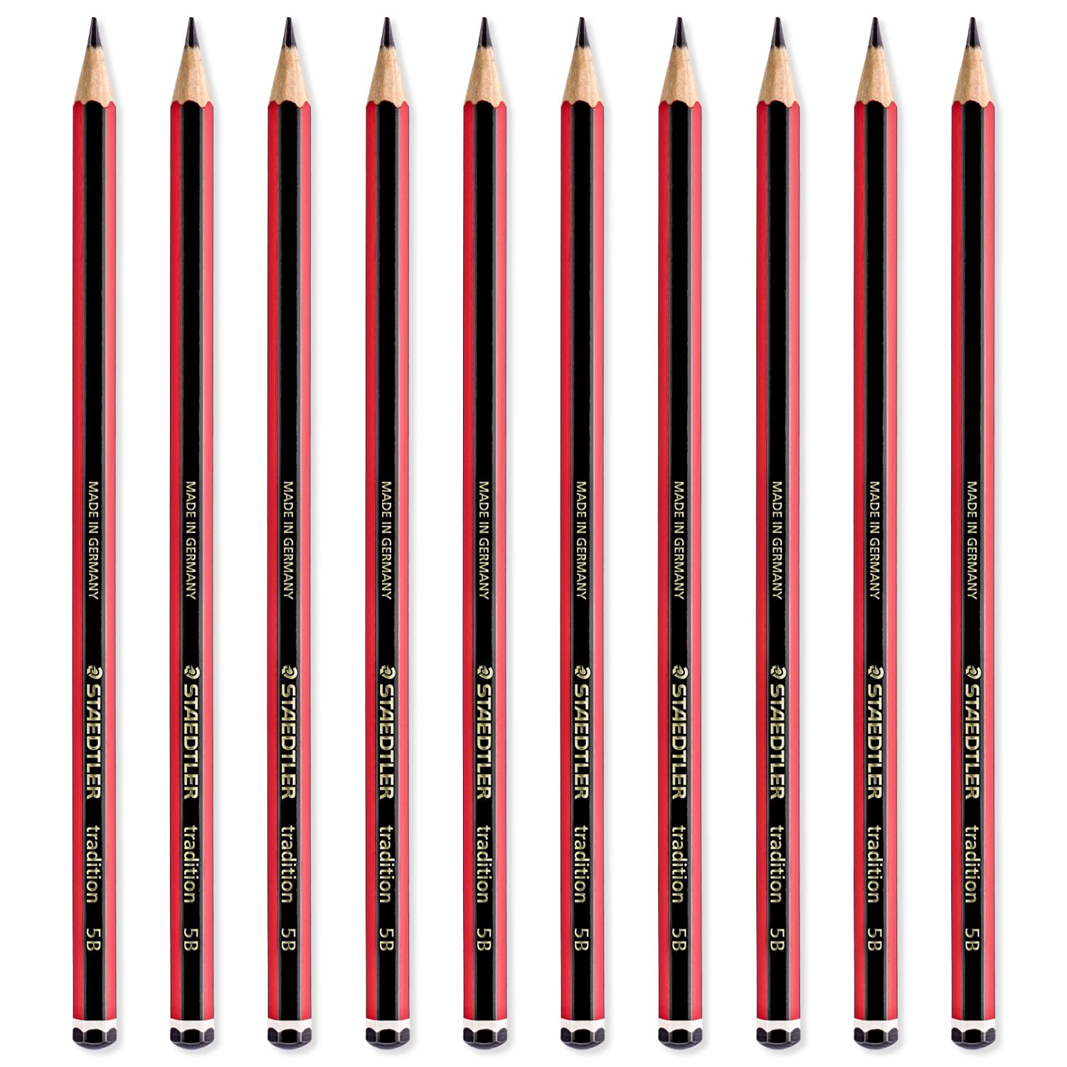 STAEDTLER Tradition Pencil - Drawing Sketching Art - Pack of 10 Pencils - Grade 5B, Black