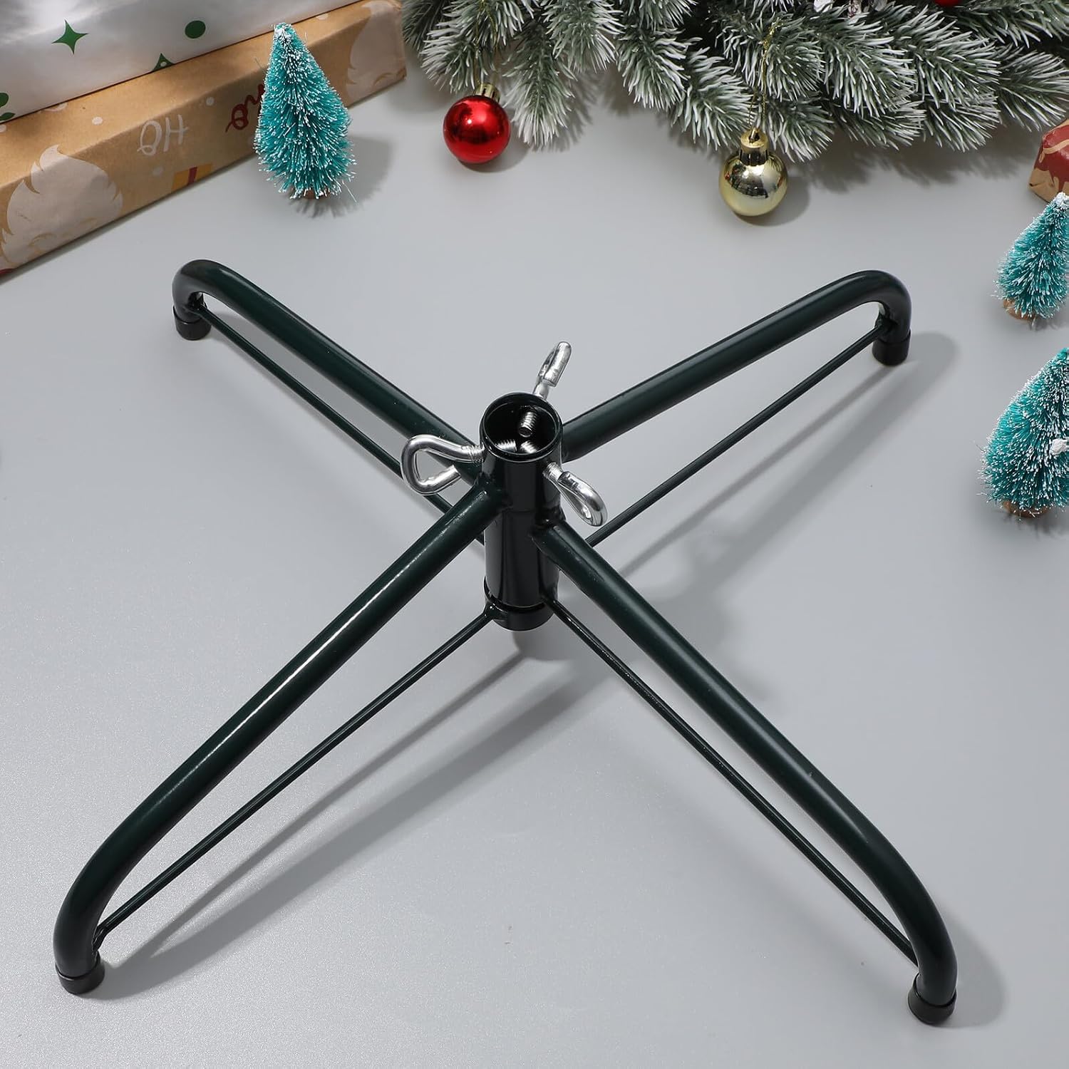 Artificial Christmas Tree Bracket Stand 1.9cm Metal Painted Holder Base 40cm Xmas Tree Rack for Indoor Seasonal Décor