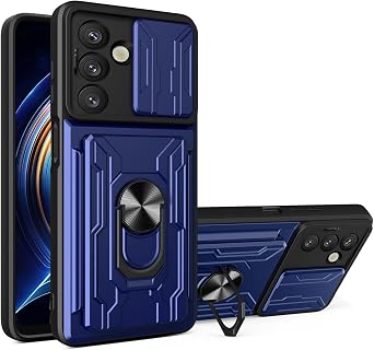 CCSmall for Samsung Galaxy S25 Plus Case with Card Holder Camera Cover Blue