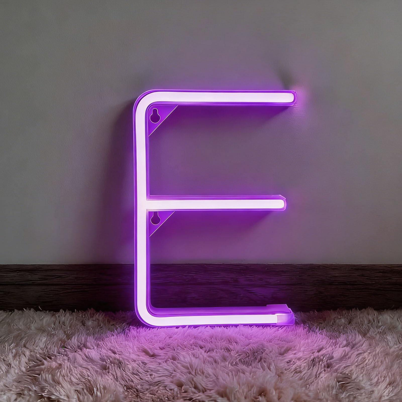 shulovehua Purple Neon Letter Sign Night Lights Battery or USB Operated LED Alphabet Neon Art Lights Wall Decor Light up Words for Wedding Birthday Party Christmas Home Bar Decoration (E)