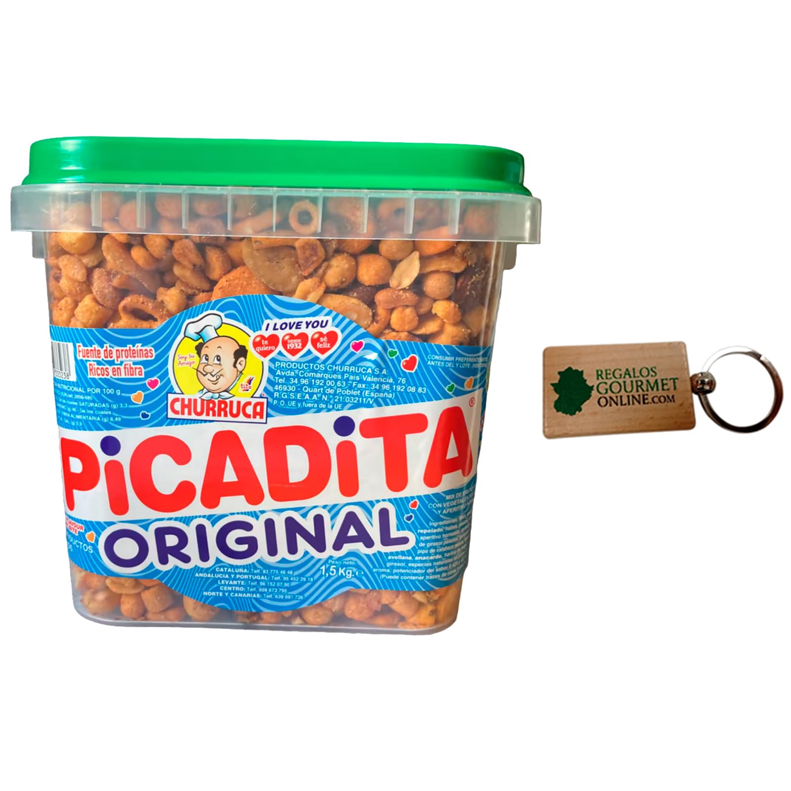 Cubo Churruca Picadita Original con llavero Deliex - Cubo de 1,5 kg - Cóctel de frutos secos